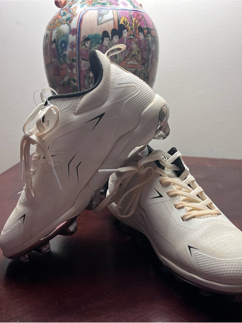 White Kids' Athletic Cleats with Black Trim - Youth Performance Shoe